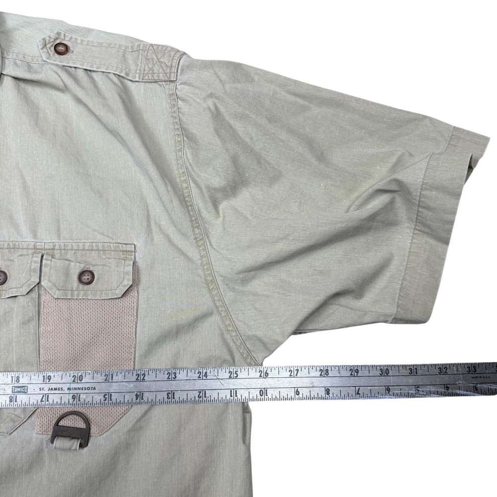 North River Mens XL Khaki Tan Short Sleeve Utility Fishing Hiking Shirt Cotton - Picture 6 of 10